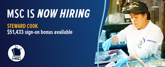 MSC is now hiring Steward Cooks with Recruitment Bonus
